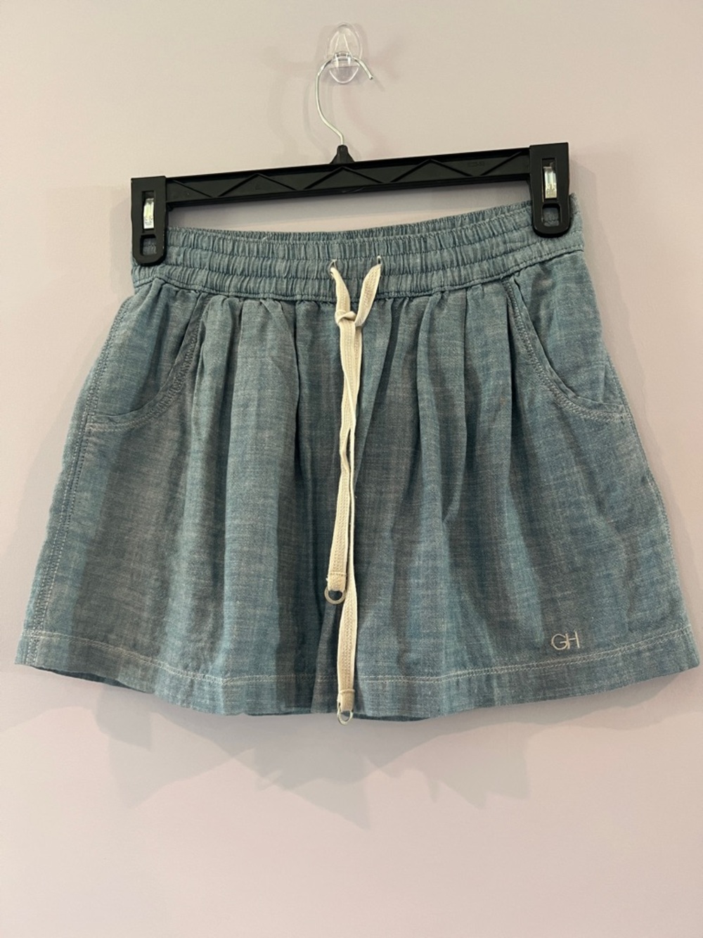 Gilly Hicks Blue Chambray Drawstring Skirt